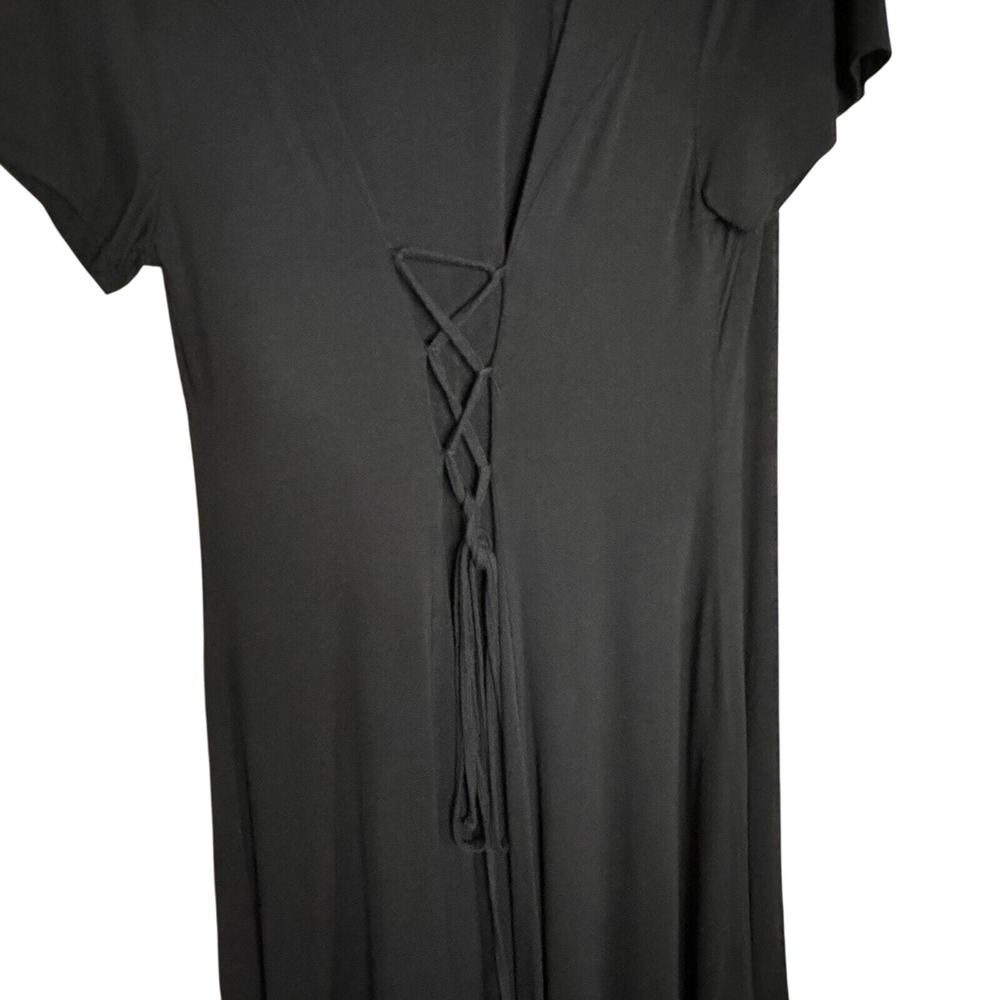 Forever 21 T-Shirt Dress Women 3X Black Lace Up Goth Flowy 90s Midi Witchy Plus - Picture 5 of 8
